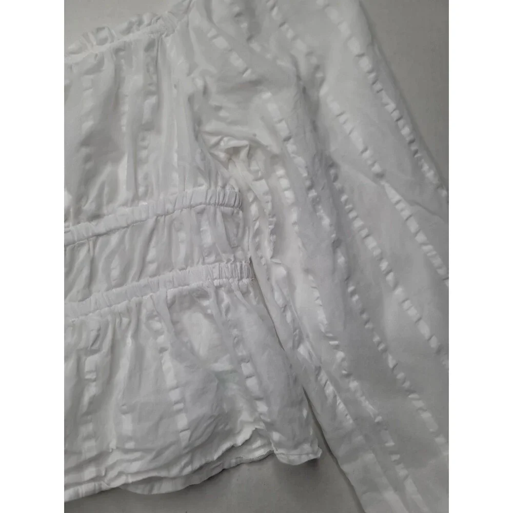 J.Crew White Cotton Blouse Women’s Puff Sleeve Square Neck Cottagecore Top Large